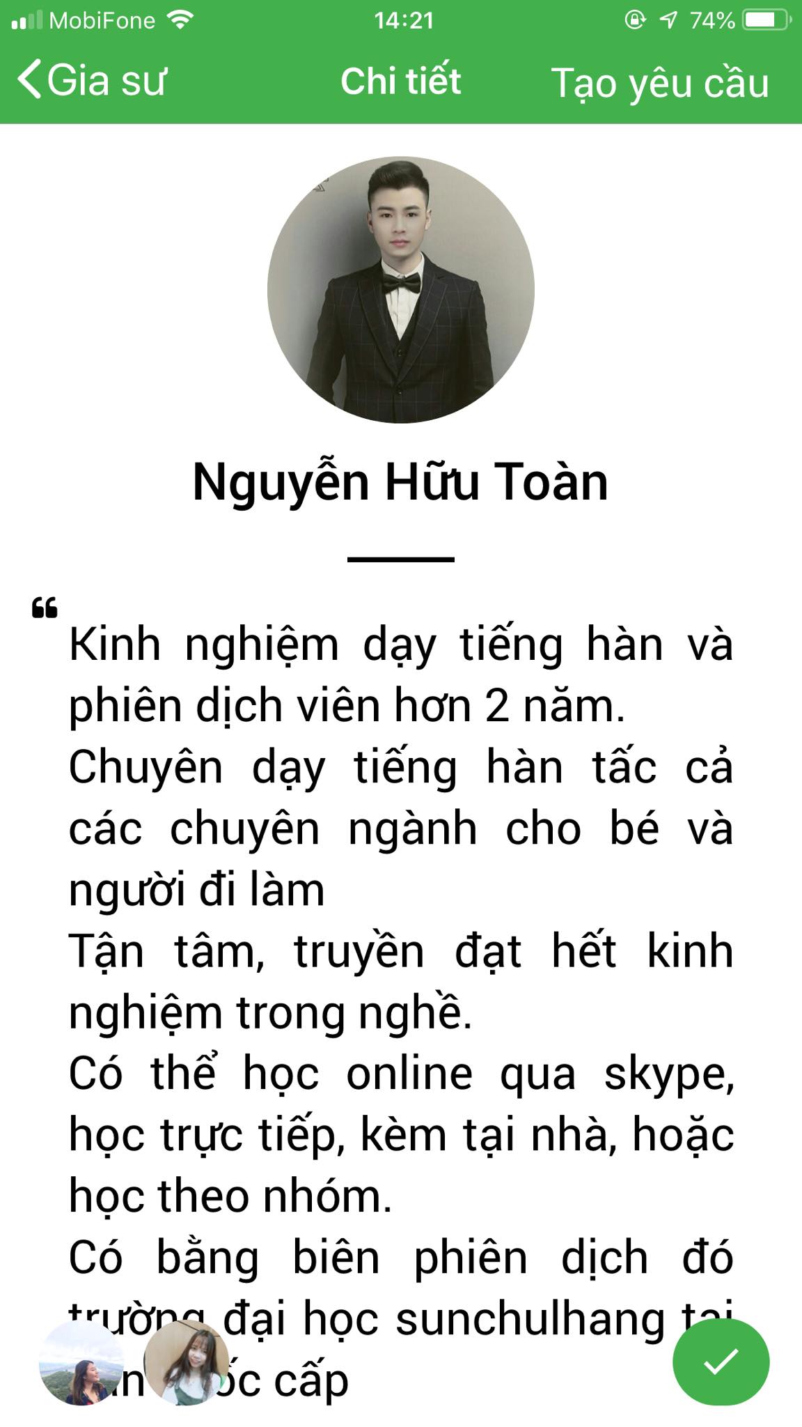 App Daykemtainha.vn tiếng Hàn Online